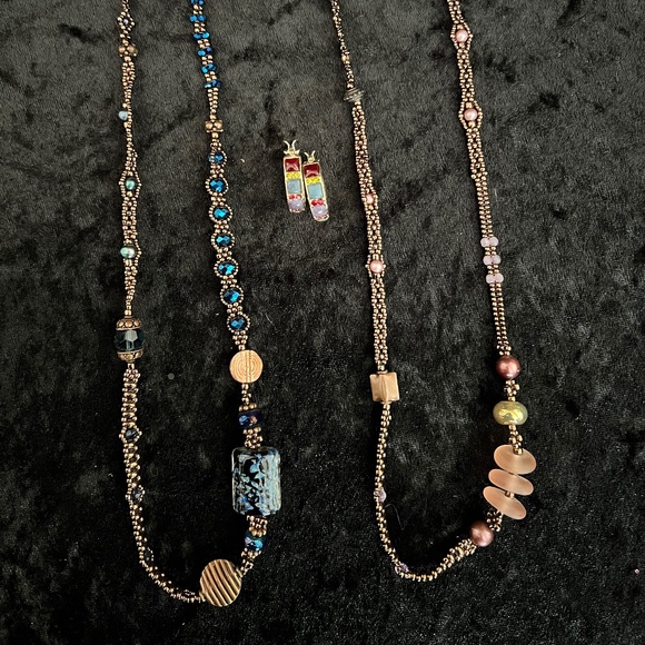 Curated Jewelry Set #25 - 2 Wrap Bracelets/Necklaces, Earrings (multicolor) - Picture 1 of 8